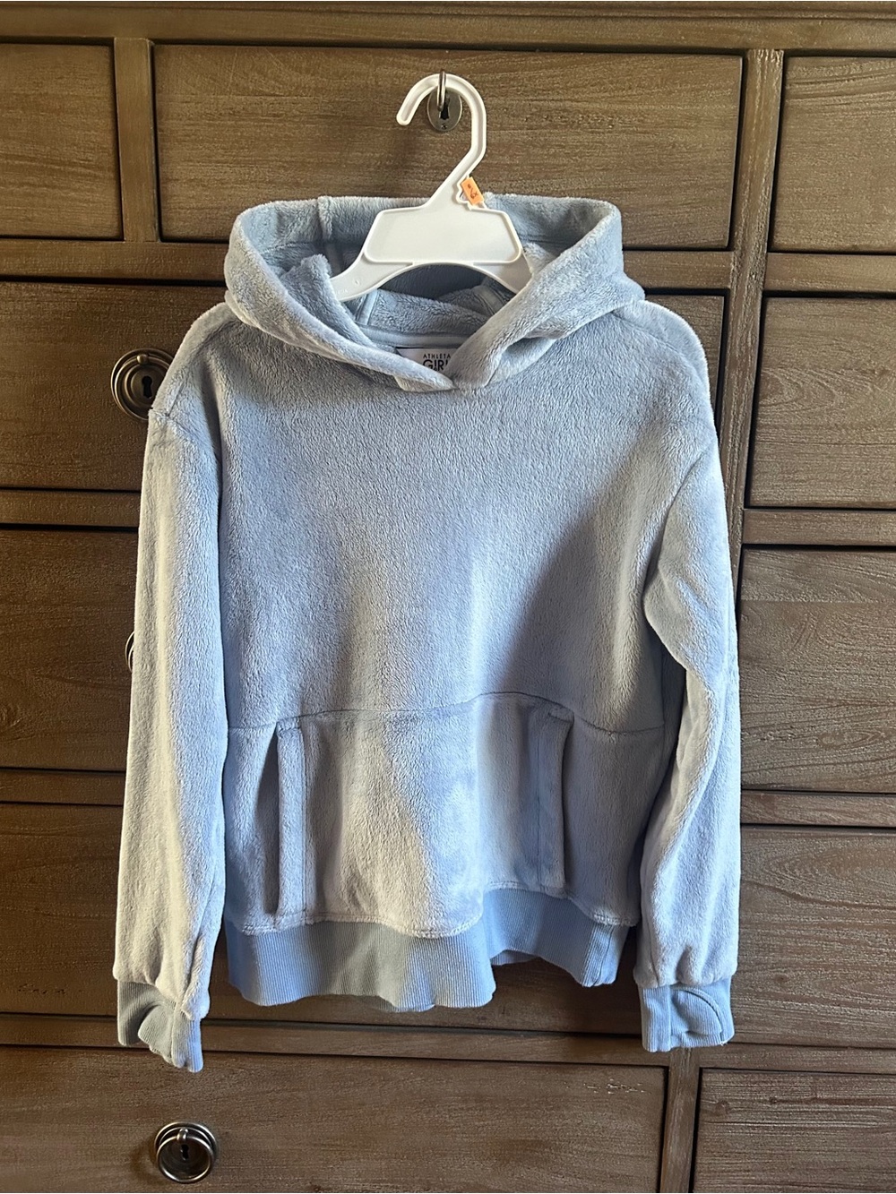 Athleta Girls Light Blue Cozy Fleece Hoodie Sweatshirt - Sz 8-10